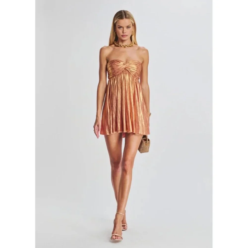 NWT Retrofete Kaiser Dress, in Apricot, size XXS, 95% polyester, 5% spandex - Picture 1 of 16